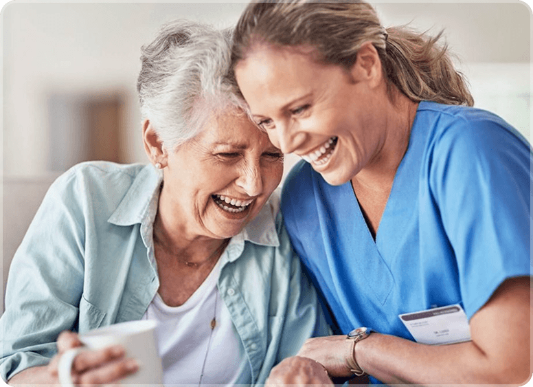 Mental health nurse with patient